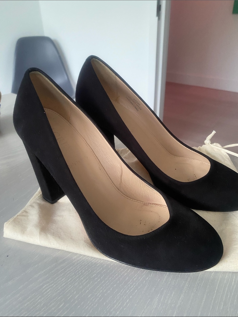 J. Crew Black Suede Block Heel Pumps